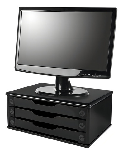 Suporte para Monitor 3 Gavetas Preto Souza 3347