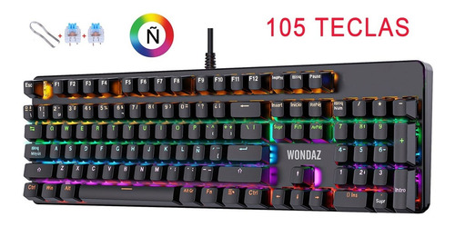 Imagen 1 de 7 de Teclado Mecanico Español Con Ñ Led Teclado Gamer Alambrico