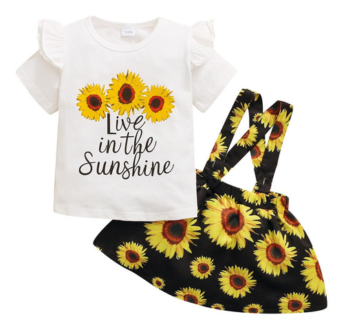 Ropa Para Niñas Pequeñas Tops De Girasol De Manga Corta De V