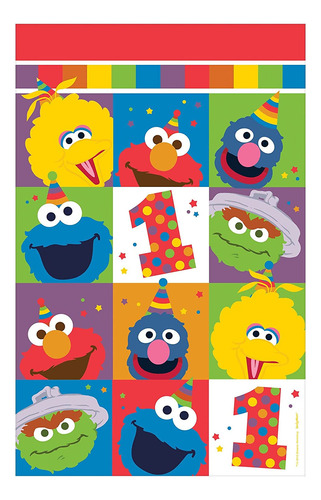 Sesame Street Elmo Turns One Mantel De Plástico - 54 X 96, 1