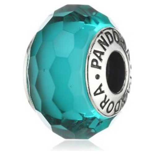 Charm Pandora Murano Glass Cristal Verde Aqua Plata Ale 925