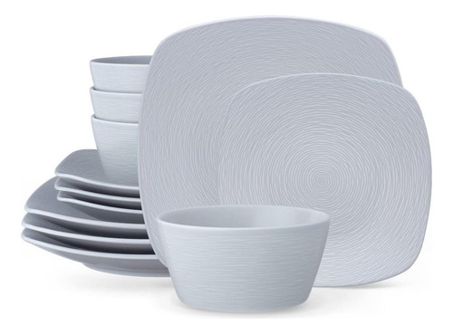 Noritake Gog Remolino De 12 Piezas Cuadrado En Gris