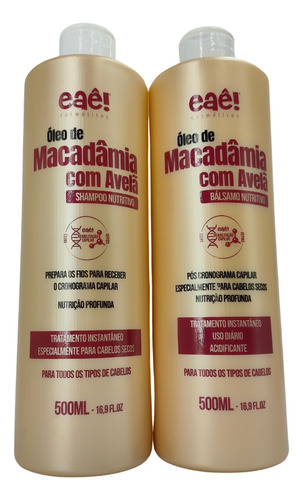 Kit Shampoo Balsamo 2x500ml Óleo De Macadamia Nutri E Brilha
