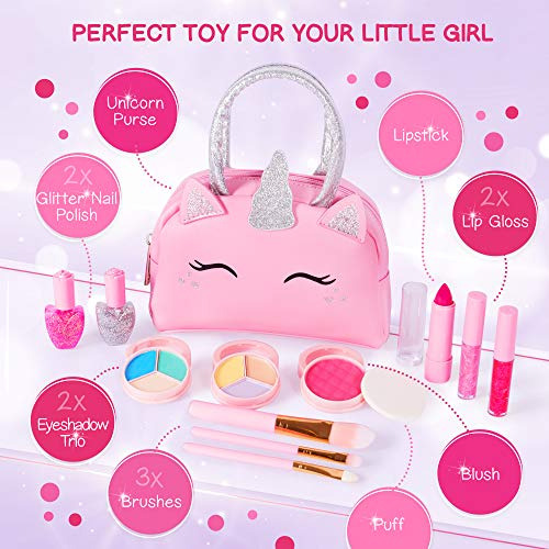 Maquillaje Para Niñas Con Accesorios Con Bolso De Unicornio