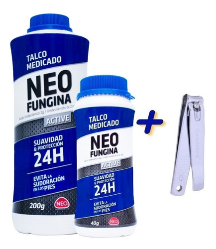 Talco Neofungina 230g Tratamiento Hongos + Corta Uñas Pies