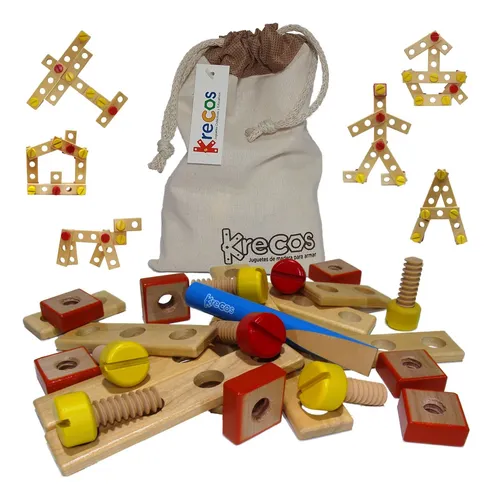 Juego Libre De Construcci n Did ctico Madera 24 P Krecos