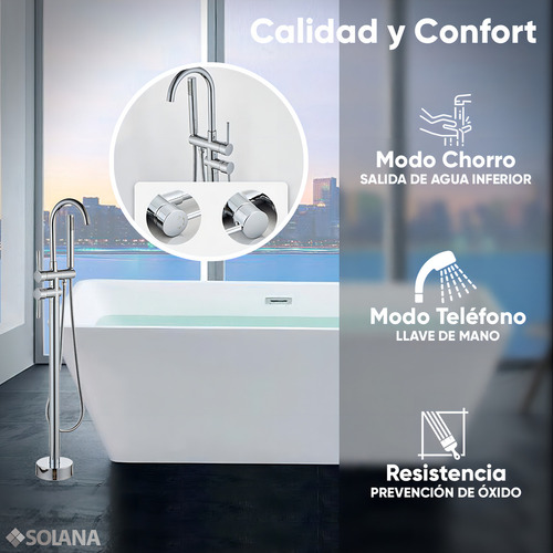 Solana Kit Tina De Baño Rectangular De Acrílico Slim 170x80x60 Cm + Grifo Independiente Monomando Cuello Cisne Silver / Kit Completo De Alto Brillo Blanco/silver Para Cuarto De Baño
