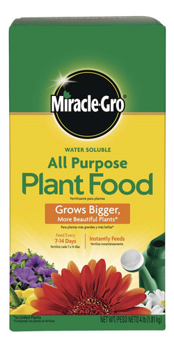Miracle Gro Alimento Vegetal Uso Múltiple Soluble 4lb 1.8 Kg