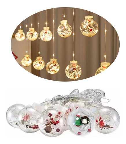 Luces Led Cascada Navidad Con Esferas 3m Serie Decoración 