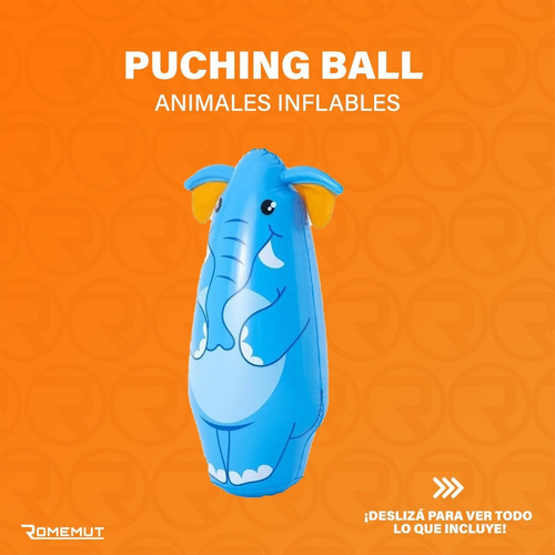 Imagen 3 de 4 de Puching Ball Animales Inflable Bestway Niños Elefante Jirafa