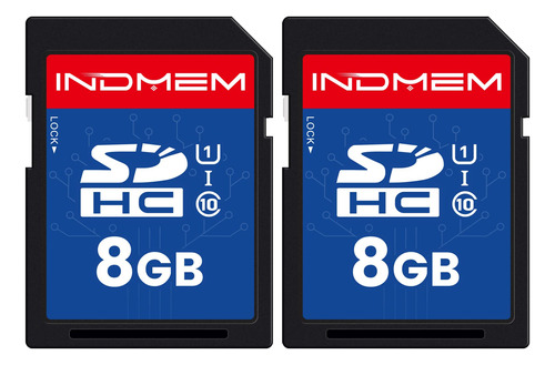 Indmem - Tarjeta Sd De 8 Gb, Paquete De 2 Tarjetas De Memori