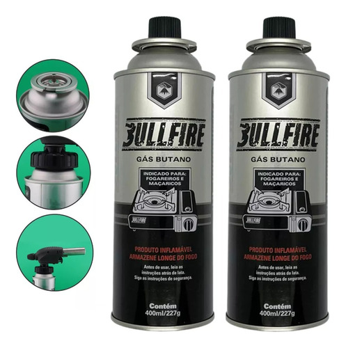 Gás Refil Bullfire Fogareiro E Maçarico Culinário 400ml - 2x