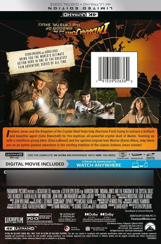 4k Uhd Blu-ray Indiana Jones 4 Kingdom Of Crystal Steelbook