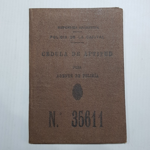 Policía De La Capital Cédula Aptitud 1920 Exc Est Mag 59467