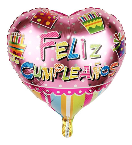 Globos Foil -18  (feliz Cumpleanos Pink Heart) (2,00)