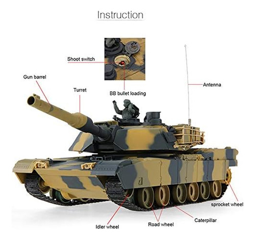 Poco Divo Abrams M1a2 Us Battle Tank Rc Airsoft Panzer 1/...