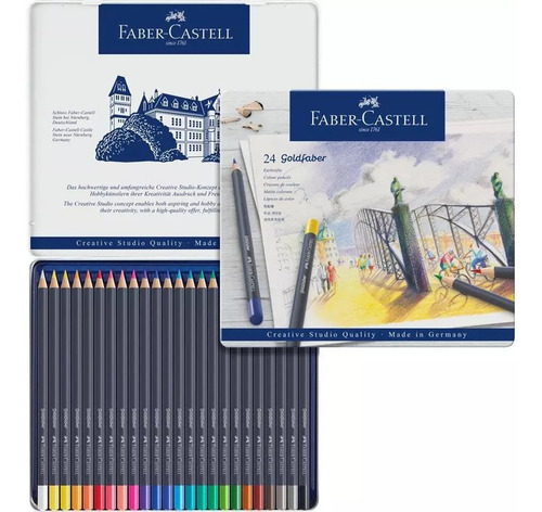 Imagen 3 de 4 de Lata Lapices Faber Castell Goldfaber X24 Estuche Metalico