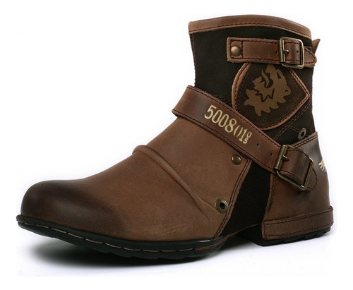 Botas Vaqueras Hombre Vintage Hebilla Metálica Cremaller