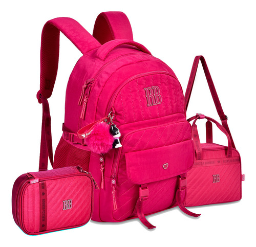 Mochila Rebecca Bonbon Estojo Lancheira Termica Cor Rosa Rb24516 Desenho Do Tecido Rb
