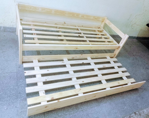 Divan Cama 1 Plaza De Pino Macizo Con Carro Modelo Confort