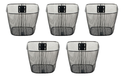 Paquete De 5 Canastillas De Acero Plastificada Bicicleta R16 Color Negro