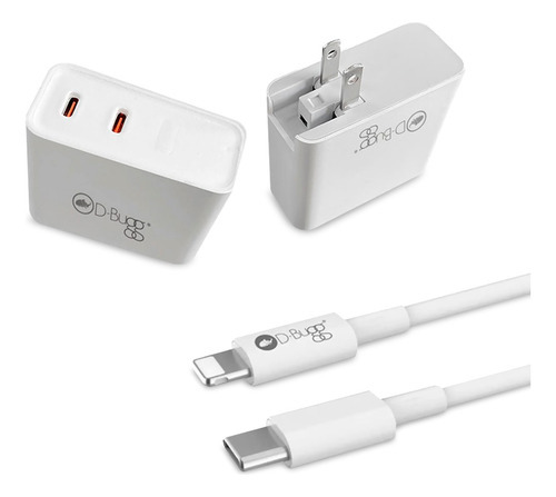 Cargador De Pared Tipo C A Lightning 65w Dbugg Color Blanco