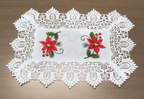 Toalha De Bandeja Decorativa Natal Bordado 30x45 Multi Trade Cor Natal 306