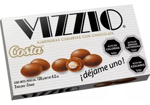 Chocolate Vizzio 120g Costa Almendras Cubiertas C/chocolate