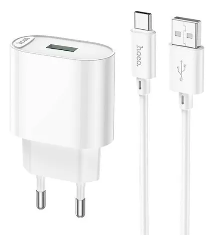 Cargador Qc 3.0 + Cable Usb-c Hoco C109a Blanco