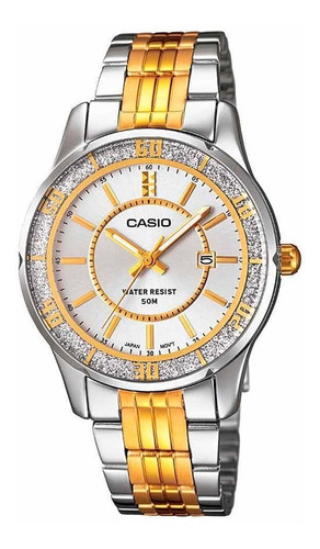 Reloj Casio Ltp-1358sg-7avdf Clásico Acero Inoxidable Mujer Color de la correa Bicolor Color del fondo Plateado