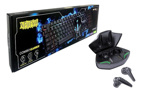 Combo Gamer Mouse Teclado Netmak Y Auricular Inalámbrico Pow