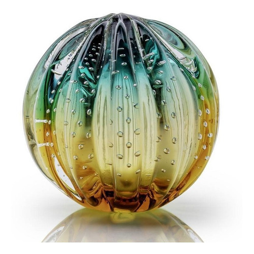 Peso Murano 15cm Verde Ambar Cristais Sao Marcos 12x