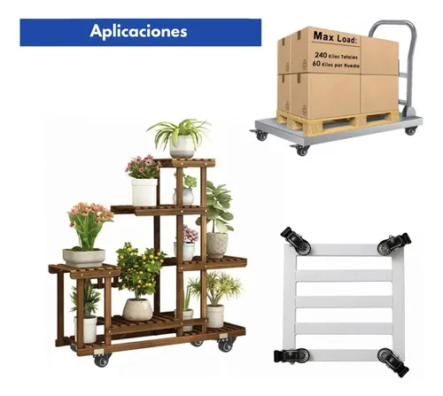 Set 4 Ruedas Giratorias Con Freno Para Muebles Y Carrosg3