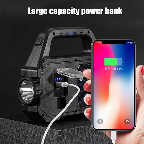 Imagen 5 de 10 de Linterna Solar Recargable Power Bank Larga Distancia