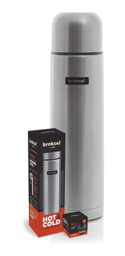Imagen 1 de 10 de Termo 1l Brogas Broksol Camping Frío Calor 24hrs Acero