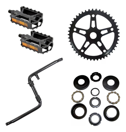 Kit Bike Aro 26 Coroa Central  Monobloco Pedal Bicicleta