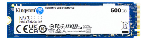 Unidad Ssd M.2 Kingston 500gb Nv3 - Pcie 4.0 Nvme 2280 Azul