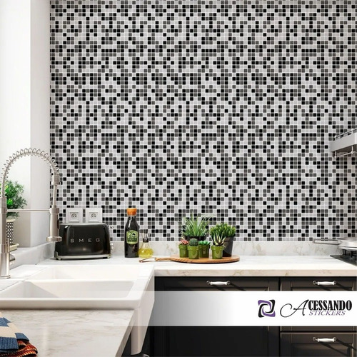 Imagem 6 de 7 de Papel De Parede Adesivo Lavável Para Cozinha Banheiro Past17