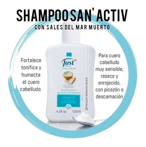 Imagen 4 de 7 de Shampoo Herbal Swiss Just San Activ Con Sales Del Mar Muerto