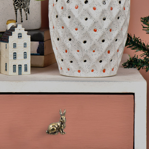 Armario Vintage De Latón Macizo Con Pomo Con Forma De Conejo