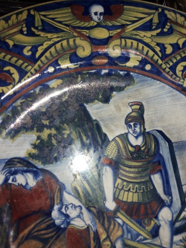 Mayolica Paolo Rubboli(1838-1890)societa Ceramica Umbra Plat (Usado)