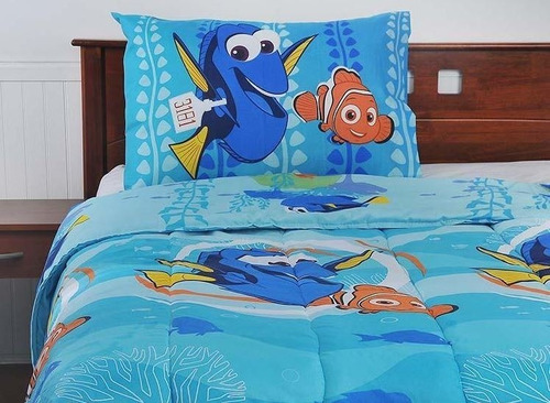 Plumon Reversible 1.5 Plaza Buscando A Nemo - Disney