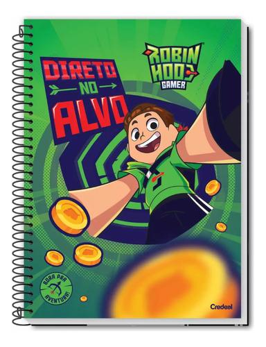 Caderno Espiral Robin Hood Gamer 10 Matérias Credeal