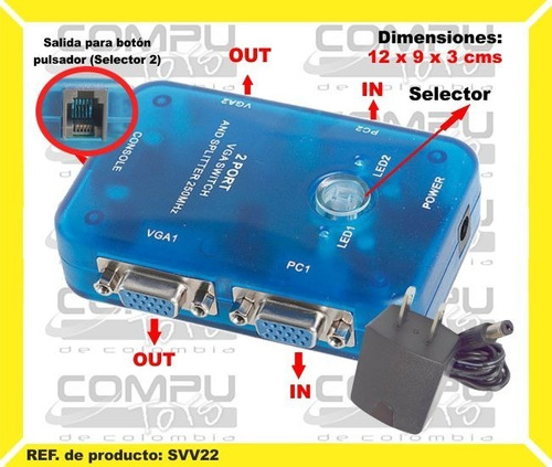 Matriz Vga: Selector 2 In + 2 Out. Ref: Svv22 Computoys Sas