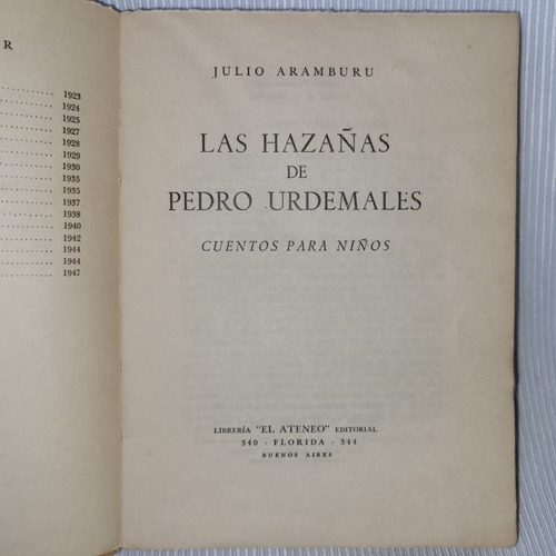 Las Hazañas De Pedro Urdemales Julio Aramburu El Ateneo 1949