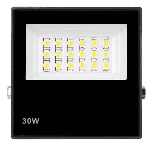 Kit 2 Refletor Led 30w Holofote Prova Dágua Luz Frio Carcaça Preto Luz Branco-frio