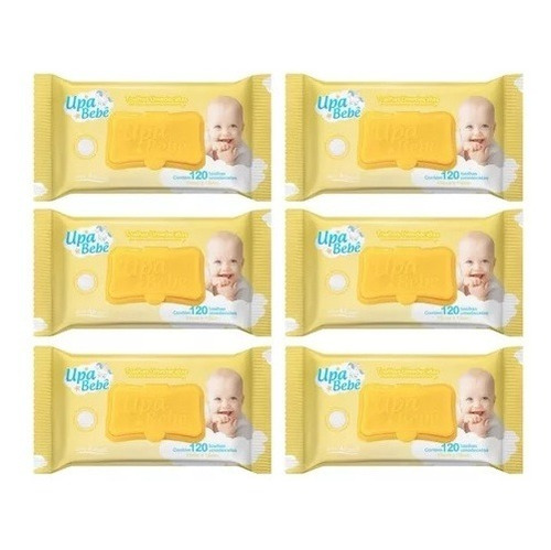 Kit 6 Toalhas Umedecidas Lenços 19x13cm 120unid Upa Bebê
