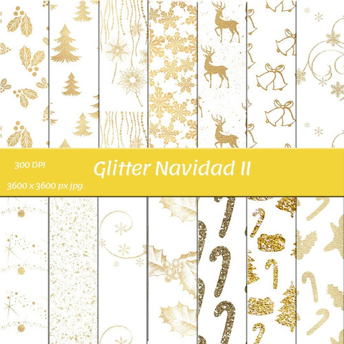 Kit Digital Navidad Papeles Gold Glitter/dorado