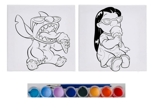 Lienzos Para Pintar A Lilo Y Stitch Pintura Incluida