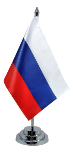 Bandeira Mesa Dupla Face Russia 29 Cm Altura (mastro) 